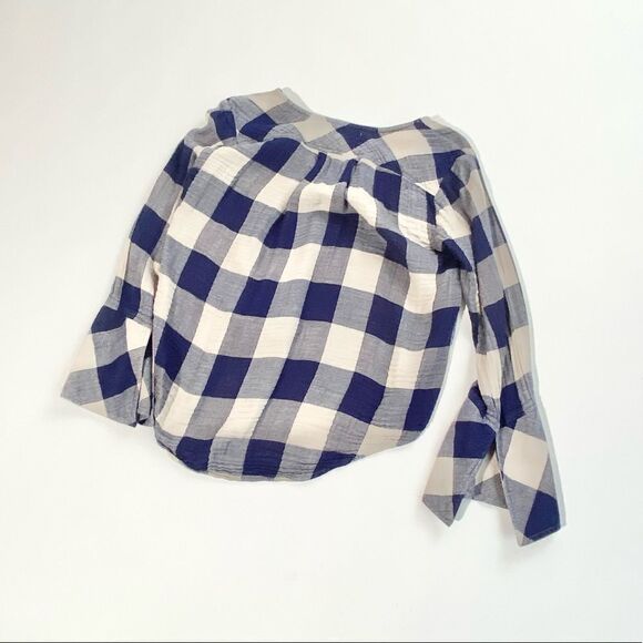 Cloth & Stone blue check tie front gauzy blouse - Picture 9 of 9